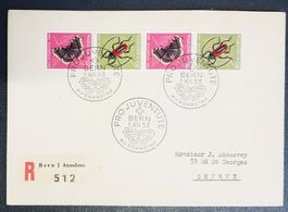 B156) 1953 FDC Juventute 4-Streifen aus Kehrdruckbogen LP