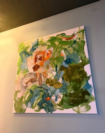 Marcestel Seidenschal aufgezogen auf Leinwand