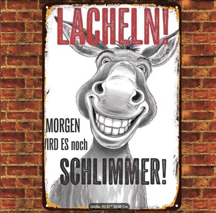 Ecriteaux: Schild "Lächeln! Morgen wird es noch schlimmer!" – Neuf avec emballage d'origine à Gerlafingen par Tsuru