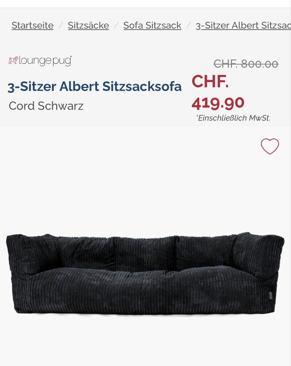 Divani: Grosses schwarzes Sitzsack Sofa – Usato da Neerach venduto da priWalker93 2