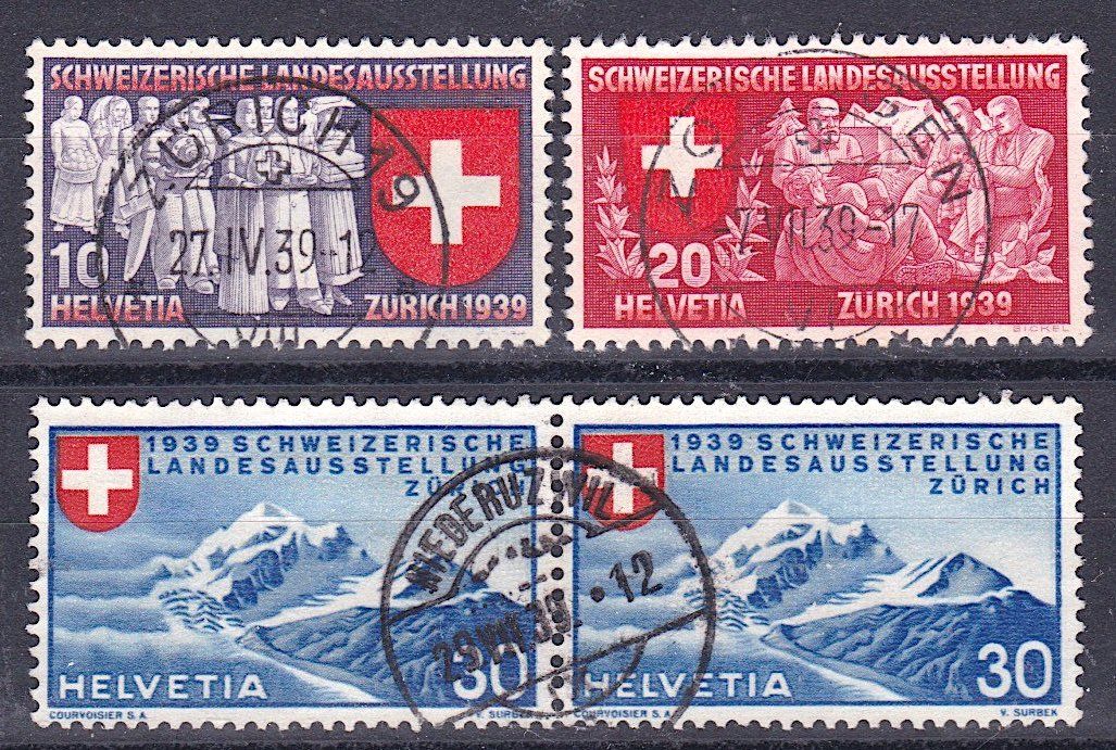Tutti i francobolli: 1939, Nr. 219-221 mit Vollstempel – Usato da Richterswil venduto da Dyaris2025