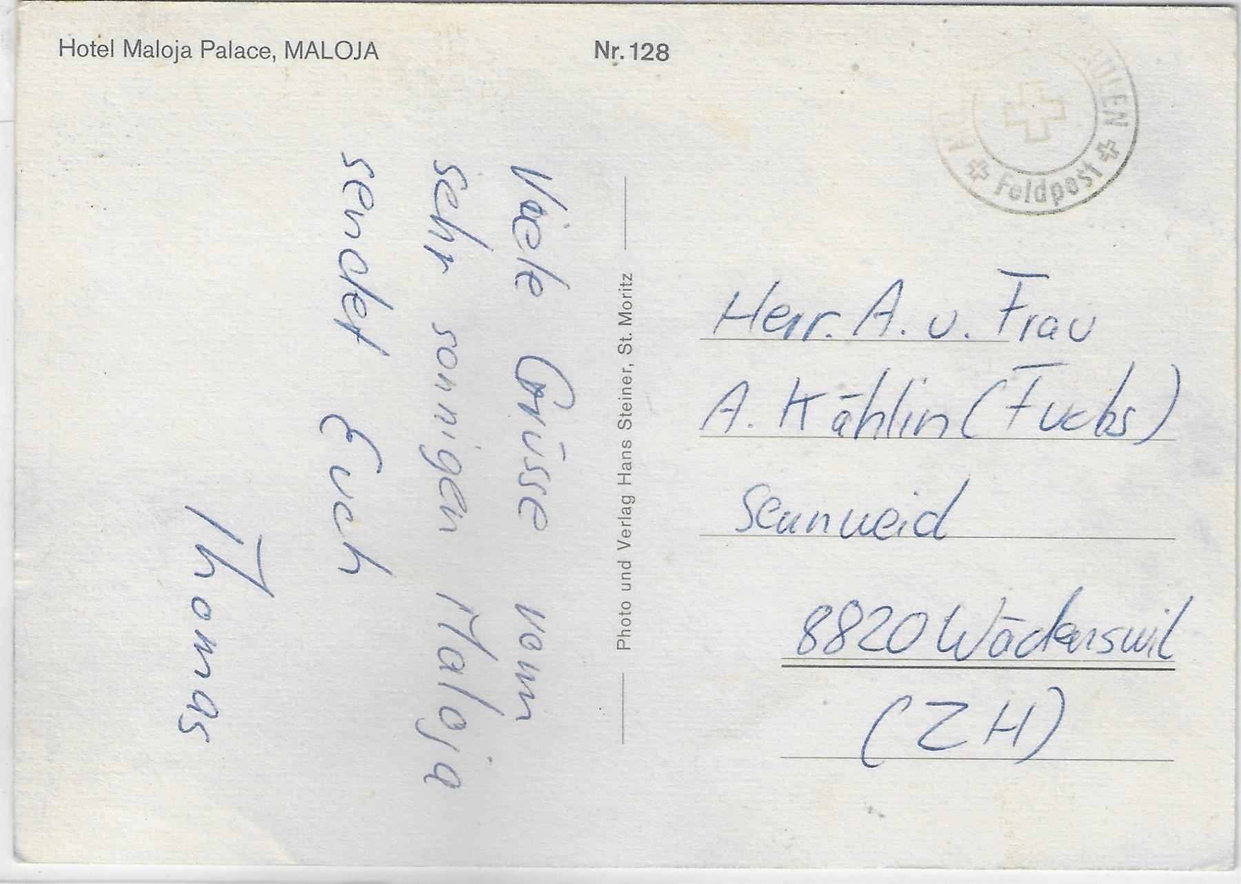 Cartoline postali: Hotel Maloja Palace - Maloja – Usato da Ettingen venduto da Kartenplanet 1