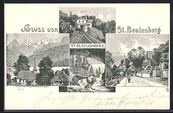 Ansichtskarten: Litho St. Beatenberg, St. Beatushöhle,  – Gebraucht aus Berlin von bartko-reher