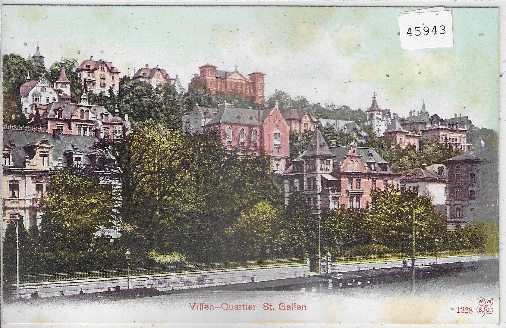 Cartoline postali: Villen-Quartier - St. Gallen - Litho – Usato da Ettingen venduto da Kartenplanet