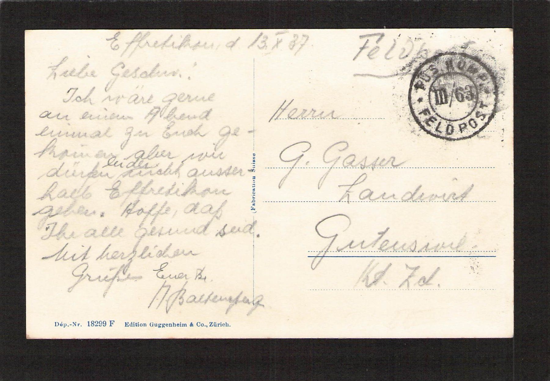 Cartoline postali: Effretikon ZH , gel. 1937 – Usato da Reichenburg venduto da Pipo-67 1