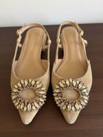 Slingback pumps Alma en Pena size 38 jewelled buckle beige