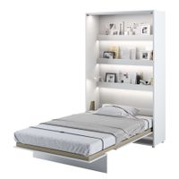 Schrankbett EMILIA Vertikal Weiss/Hochglanz + LED - 120x200