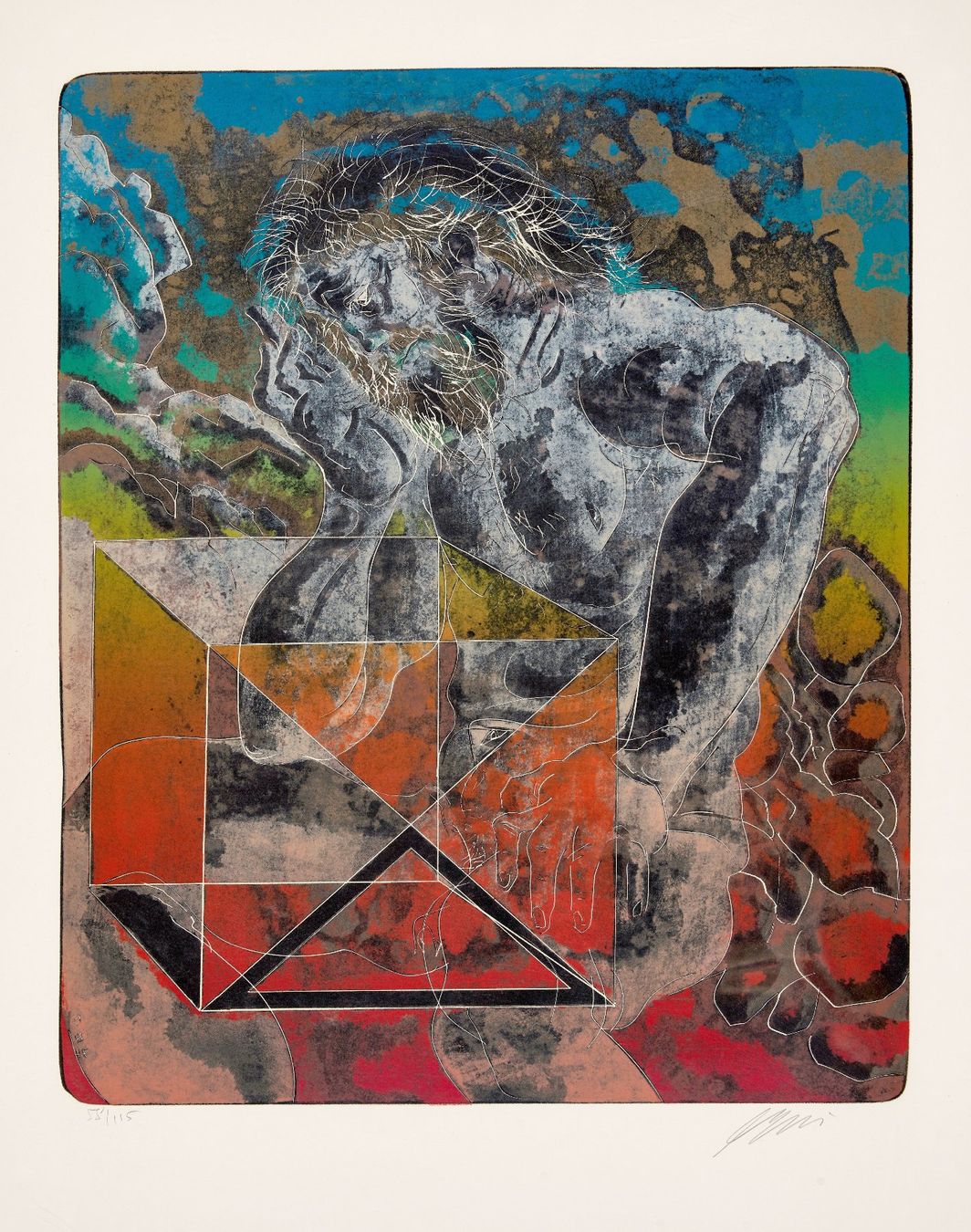 Grafica & Litografie: Erni Hans "Erde" 4 Elemente Original handsig. Lithografie – Usato da Siebnen venduto da Kareno