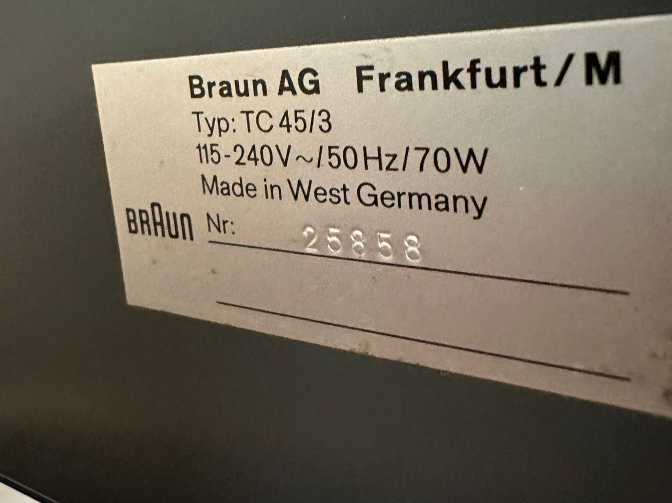 Braun Giradischi: Braun TC 45/3 Plattenspieler – Usato da Burgdorf venduto da interstellar2 8
