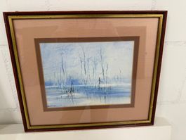 ORIGINAL AQUARELL VON JAN SOKEW GERAHMT MIT ECHTGOLDRAHMEN