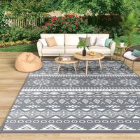 Outdoor Teppich 240x300 cm wetterfest Boho grau