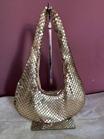 Kleine Metallgitter Schulter-/Handtasche gold