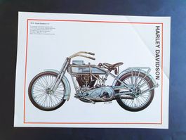 Mini poster format A4, Harley Davidson 11F, 1915, B. Betti