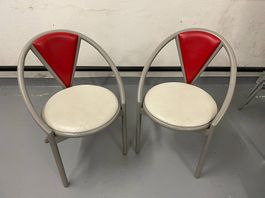 2er Set Vintage Stühle, grau/rot/weiss, Top Design!
