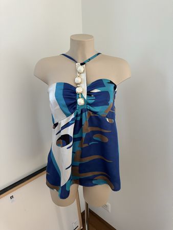 Roberta Biagi Top, Gr. S, Sommer Look mit Schmucksteinen