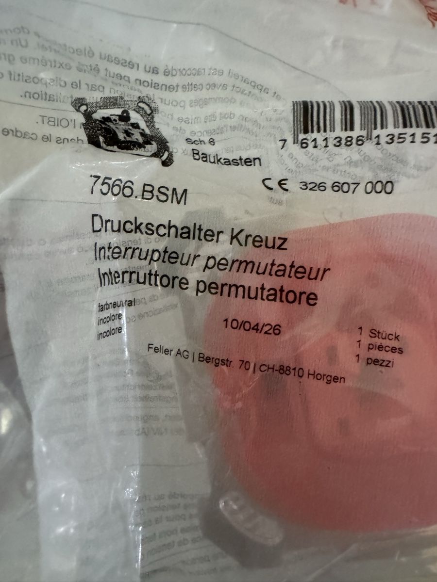 Feller Interruttori: Schalter Schema 6 – Nuovo e nell'imballaggio originale da Zürich venduto da papaplatte 1