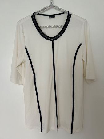 Barbara Lebek Blusenshirt Gr.38, Schwarz/Weiss, stretch