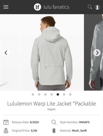 Lululemon Jacket Packable Vapor Swift Hooded, size M