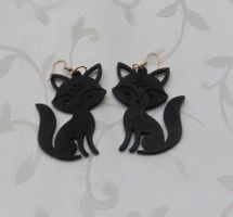 Boucles d'oreilles renard noir - neuf!