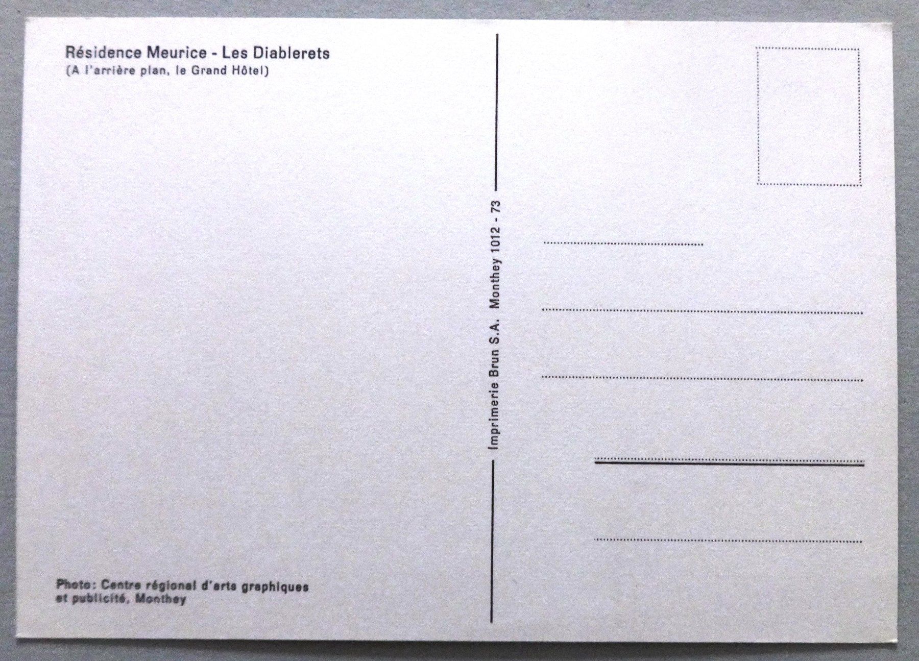 Cartes postales: Résidence Meurice - Les Diablerets – D'occasion à Fétigny par Billy2miny 1