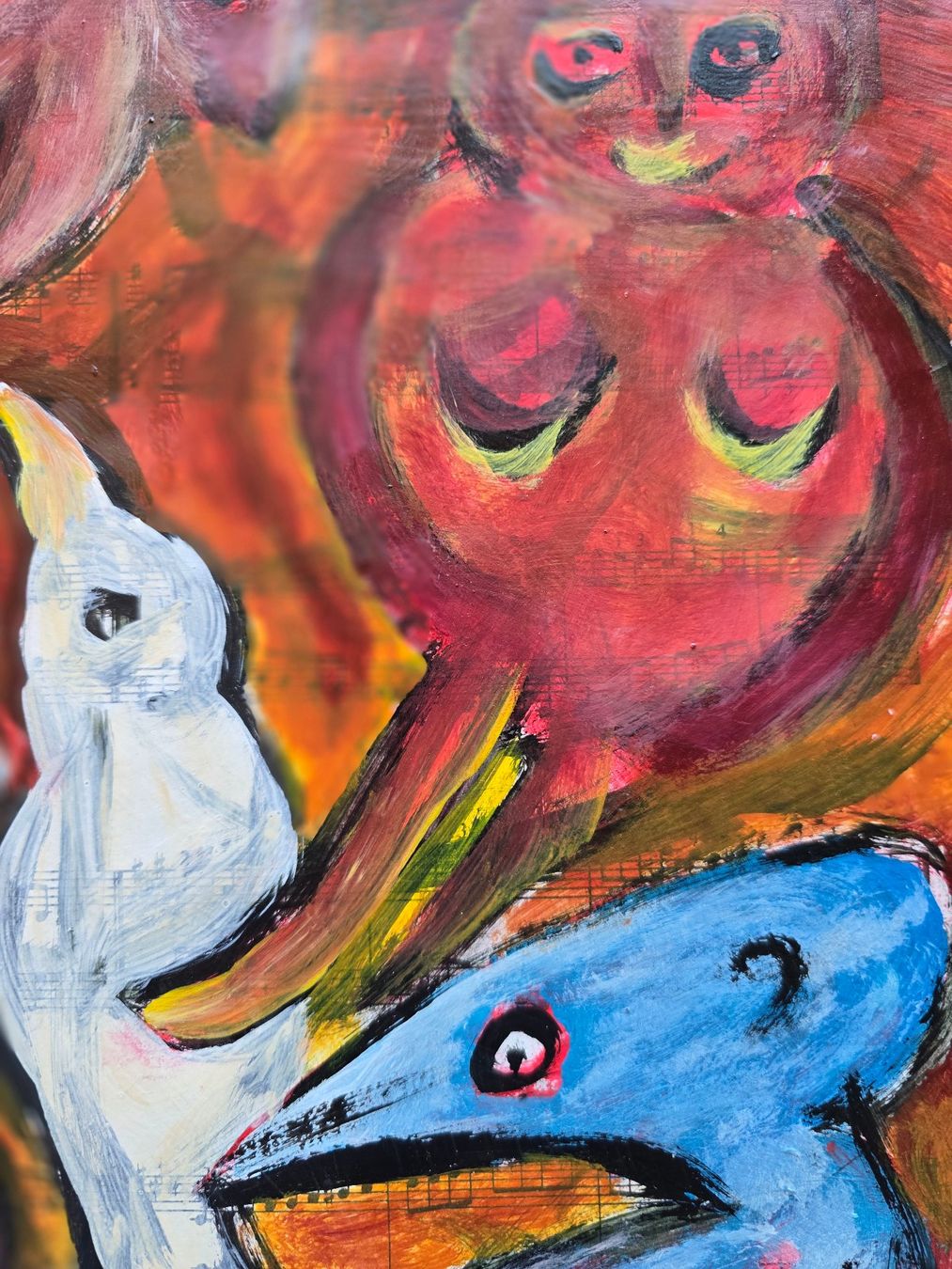 Dipinti: Peter Ammon, Basel, Acryl auf Papier, monogrammiert – Usato da Bern venduto da vintageartbern66 2