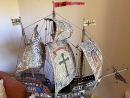 Grosses Vintage Segelschiff Modell ca. 90cm Deko Holz
