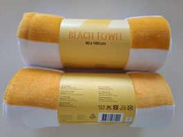 Serviette de plage 80x160cm 100% coton jaune blanc orange