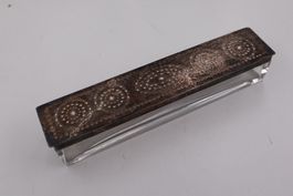 Antiker Zahnbürstenhalter Glas + Silber 18. Jhd 925 Sterling