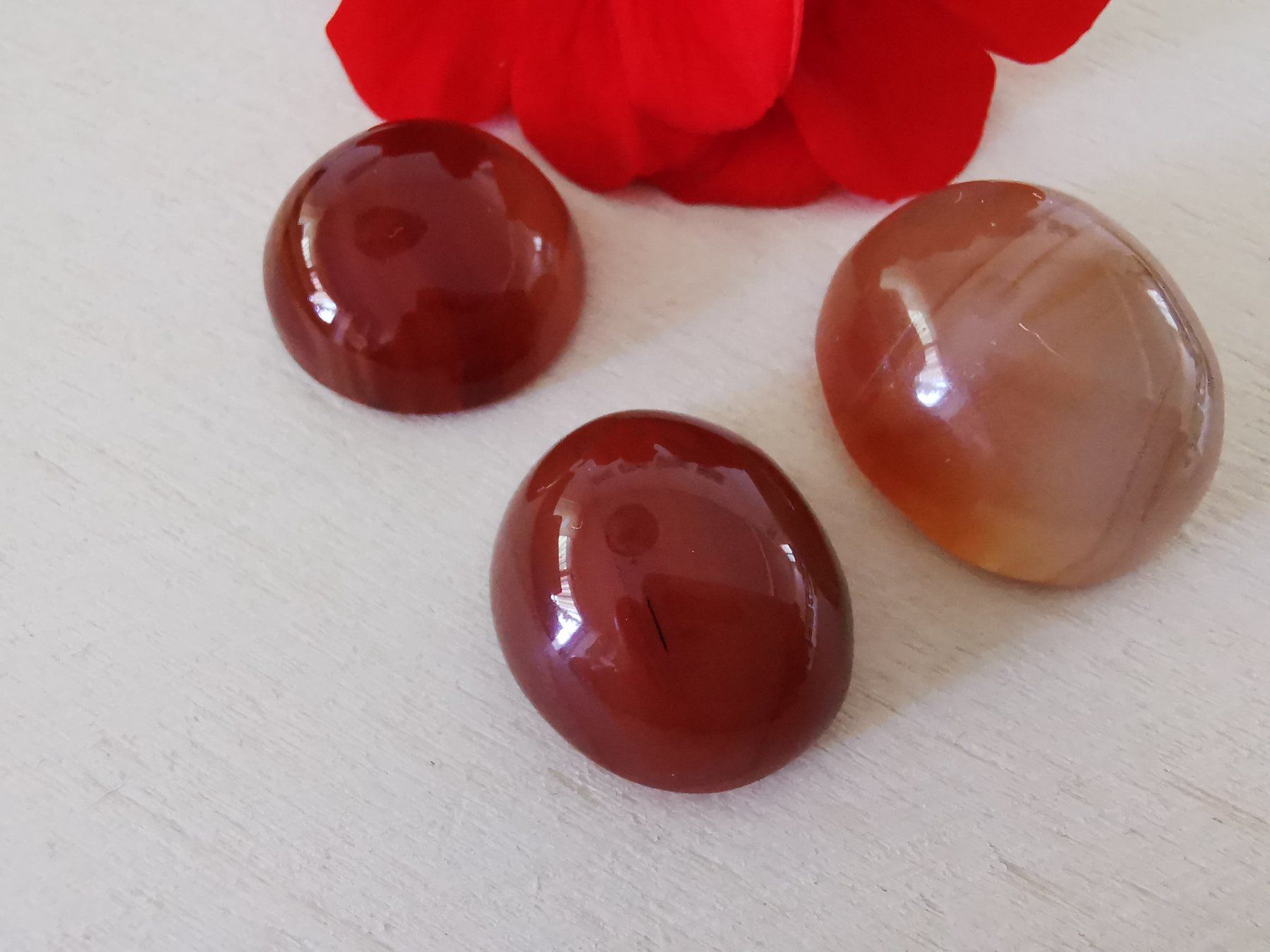 Minerali & Pietre curative: 3 Stk. grosse Karneol Cabochon / Lager-Sondererkauf – Nuovo e nell'imballaggio originale da Dierikon venduto da Buntspecht-10 4