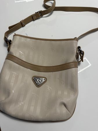 Umhaengetasche MM beige Leder gute gebrauchte Zustand