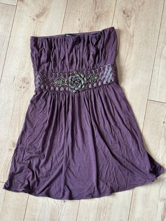 Lila Sommerkleid/Top, trägerlos, Gr. M/L, m. extrav. Gürtel!