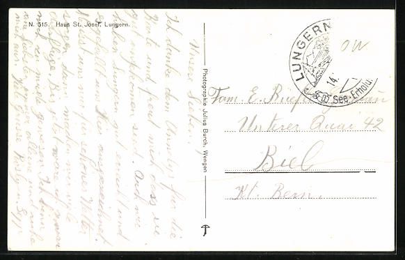 Cartoline postali: AK Lungern, vor dem Haus St. Josef – Usato da Berlin venduto da bartko-reher 1
