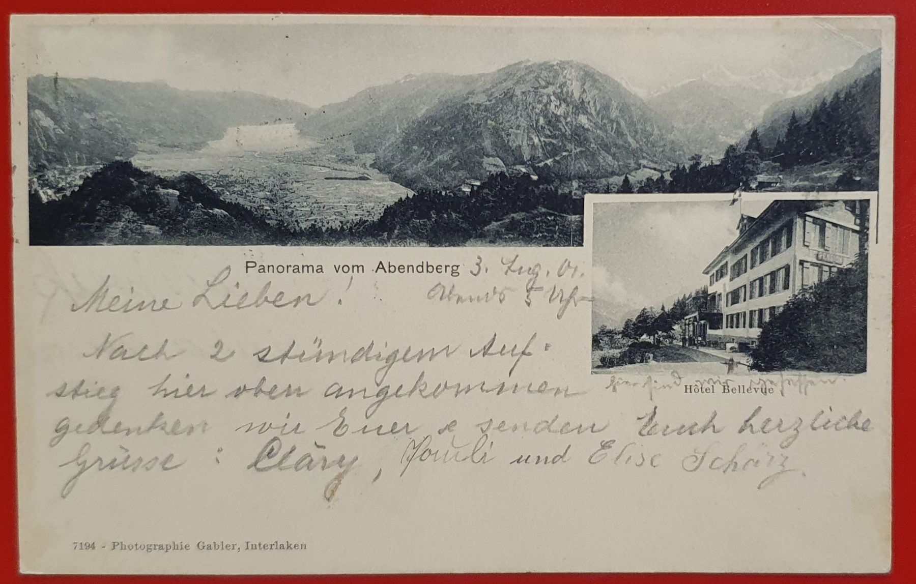 Cartoline postali: Panorama vom Abendberg, Interlaken 1901 – Usato da Kreuzlingen venduto da Rschweiz1