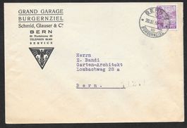Bern illustrierter Brief Grand Garage Burgernziel 20.11.1936