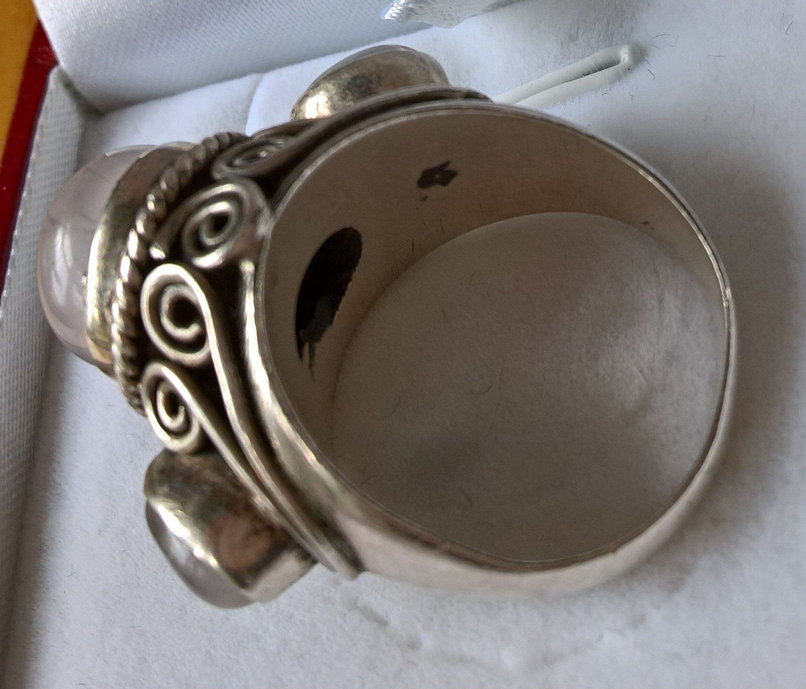 Anelli: 925Silber-3Stein ***verschnörkelter Ring + 3 Mondsteine*** – Usato da Ebnat-Kappel venduto da carastellabella 2