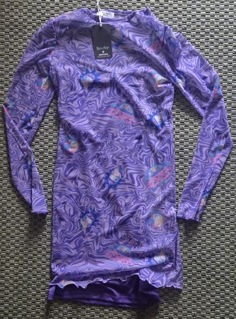 Rick and Morty Kleid lila gemustert Grösse M neu