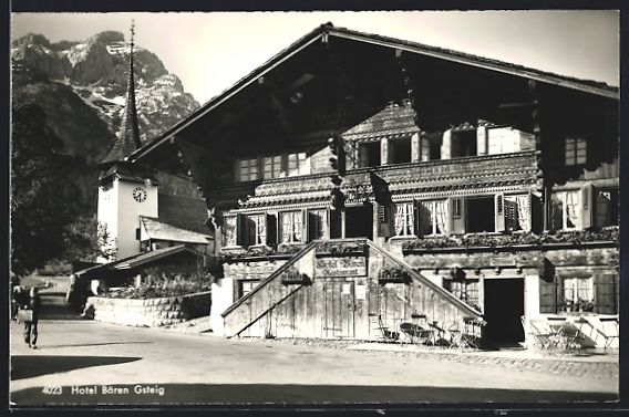 Cartoline postali: Gsteig, Hotel Bären mit Strassenpartie – Usato da Berlin venduto da bartko-reher