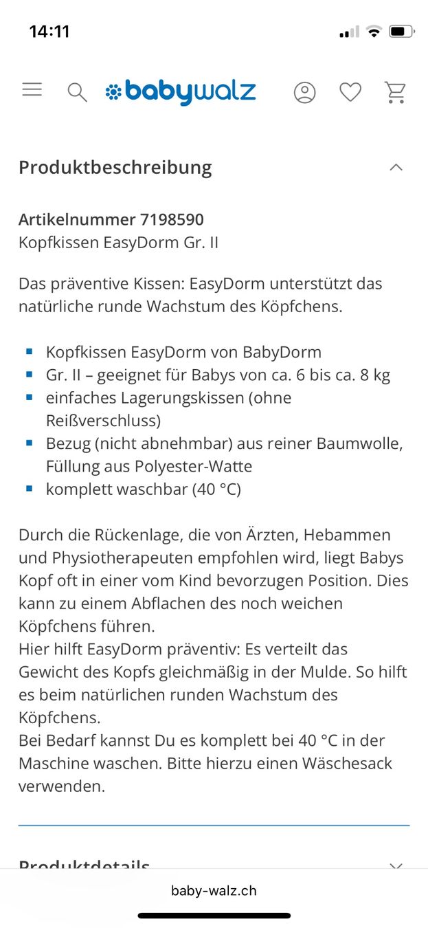 Cuscini: Kopfkissen BabyDorm Gr 2 – Usato da Hüntwangen venduto da fra_7nd2 1