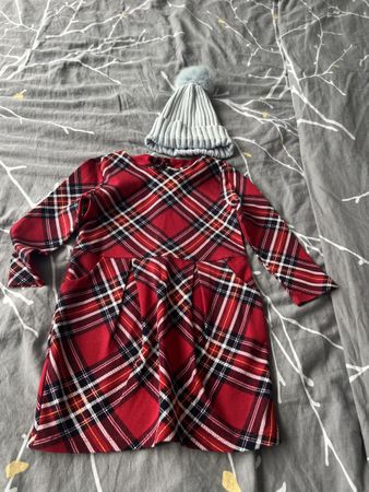 Mädchen Kleid Karo rot Grösse 92