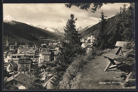 Cartoline postali: Davos, Teilansicht vom Rütiweg aus gese – Usato da Berlin venduto da bartko-reher