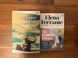 Bücher Lonesome Dove und My Brilliant Friend englisch