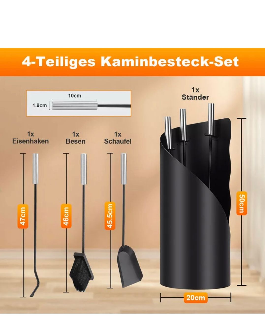 Tutti gli attrezzi: + Kaminbesteck 4 Teilig Edehlstahl – Nuovo e nell'imballaggio originale da Amriswil venduto da JaJa-Express