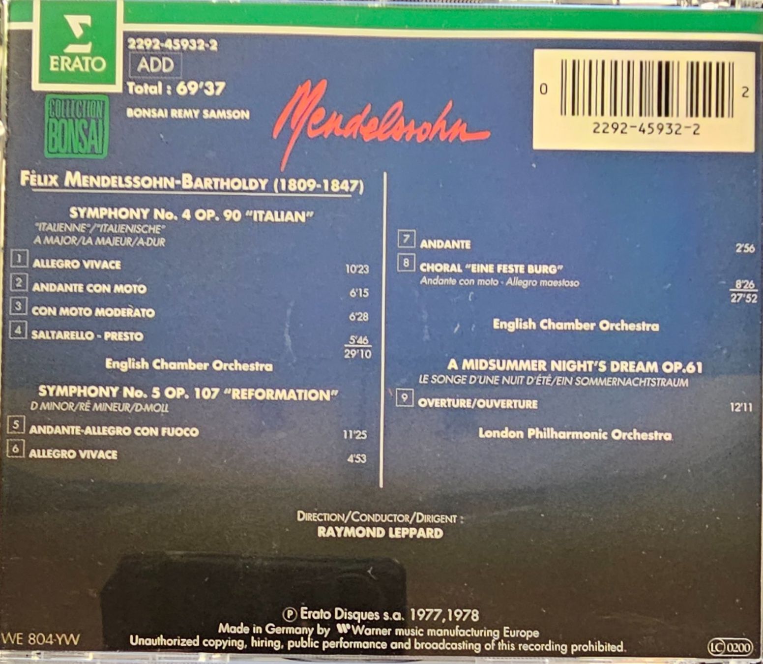 CDs: Mendelssohn - A Midsummer Night's Dream (Overture) – Gebraucht aus Wahlen b. Laufen von Cg10 1