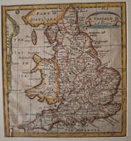 Miniatur Karte England Wales Rob. Morden handk. um 1701