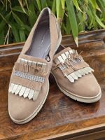 Tamaris Mokassin Gr. 38, Beige/Gold, Fransen-Look!