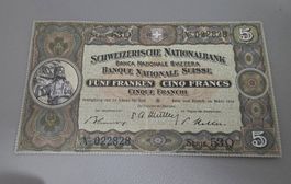 Suisse 5 Fr. 28.03.1952 Serie 53 Q -  top zustand