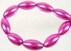 Glasperle oval  rosa pink     16x8mm