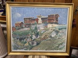 Tolles Ölgemälde „Grächen“ im schönen Wallis, Emil Berger