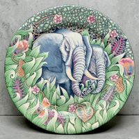 Assiette porcelaine de Gien "La jungle" elephant