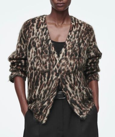 COS Leopard-Jacquard-Cardigan aus Mohair & Wolle